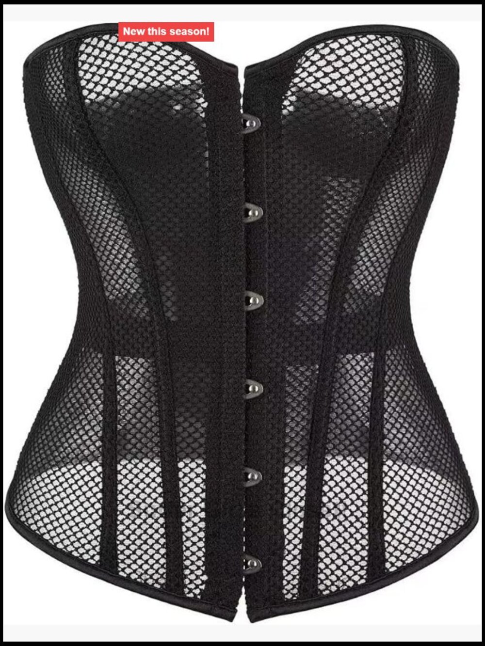Gothic Overbust Corset Top with Plastic Boning
